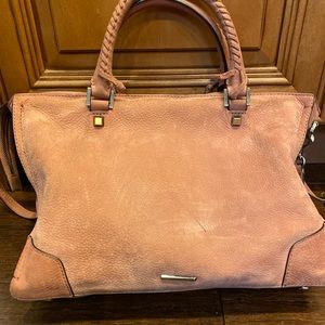 Satchel and cross body hand bag in blush